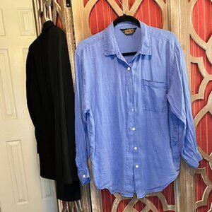 Blue Botton-down linen shirt-Eddie Bauer